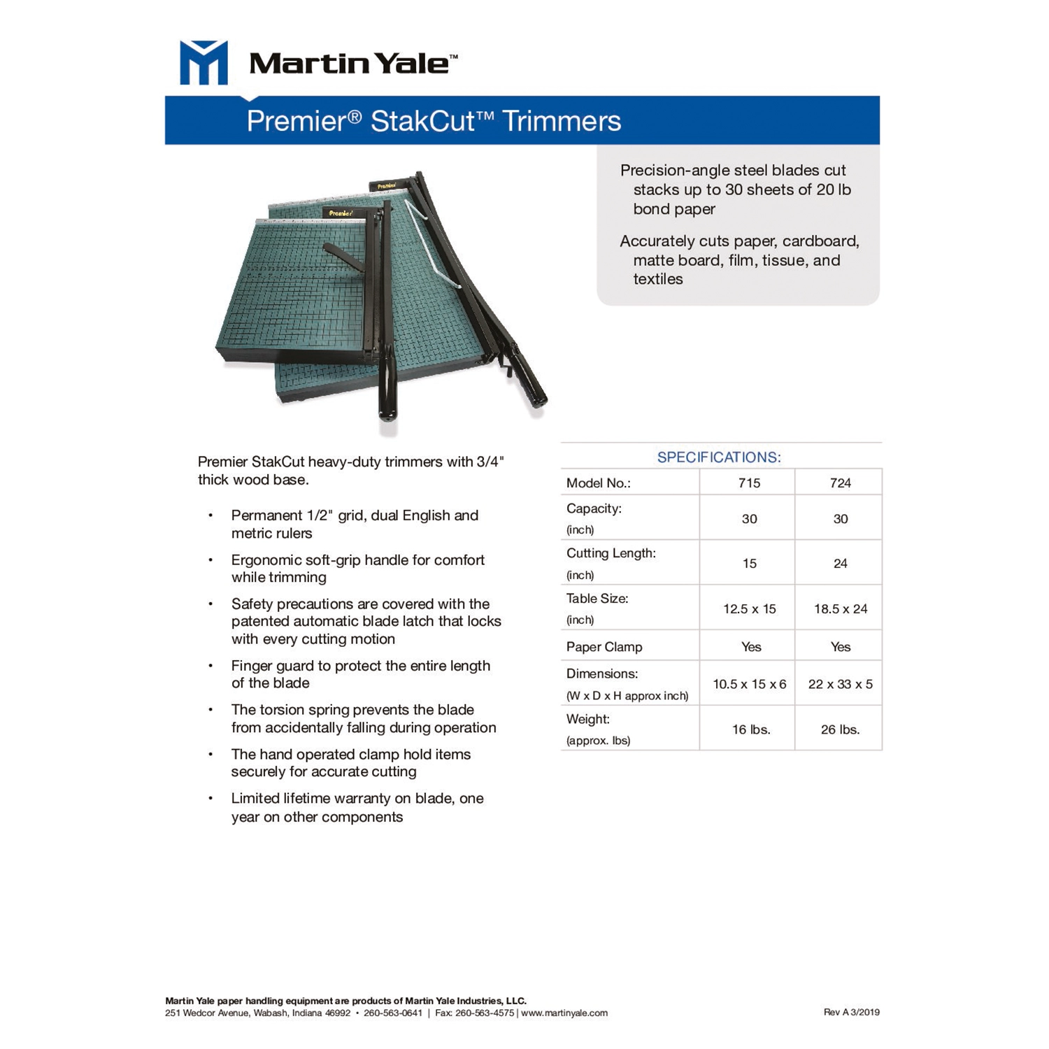 Martin Yale - StakCut Heavy Duty Trimmers Model 724