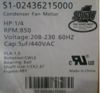 York S1-024-36215-000 Condenser Motor Clockwise 230V 1-Phase